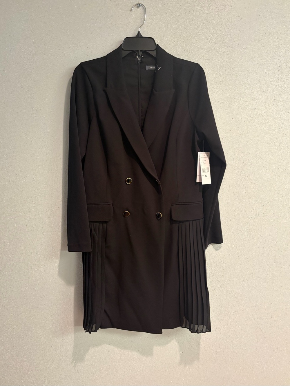 julia jordan Black Double-Breasted Blazer with Gold Accent Button